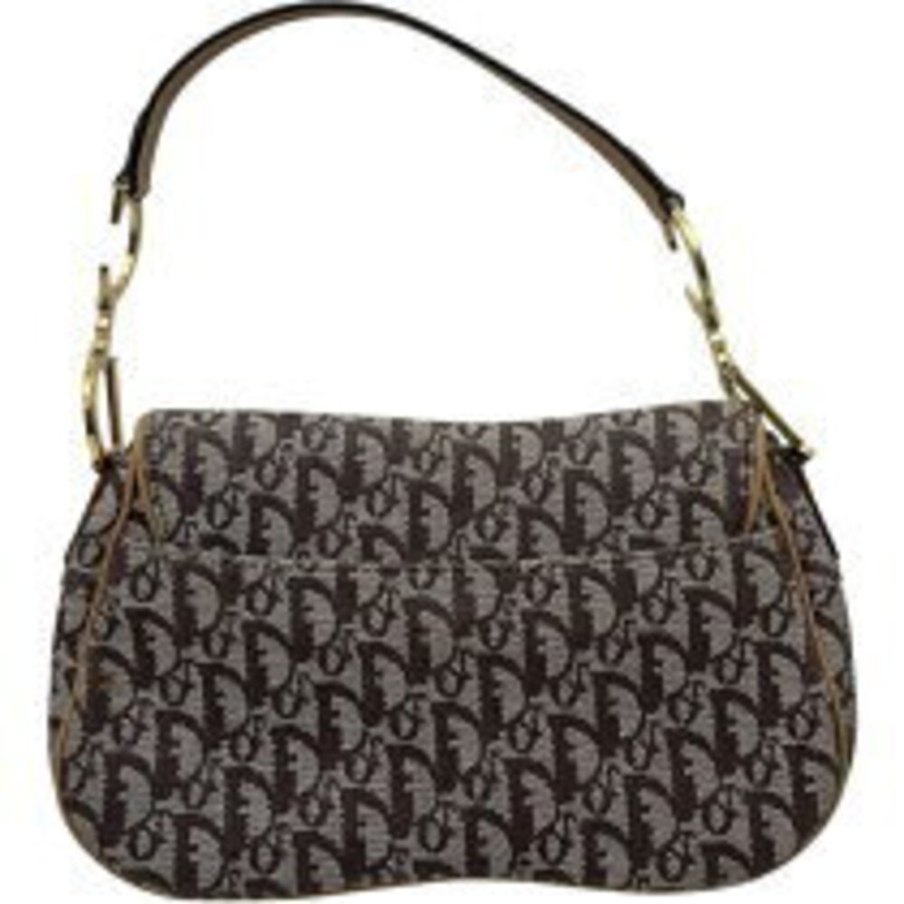 Dior Bag Brown Canvas Saddle Christian Hardware Shoulder Trotter - Picture 1 of 11